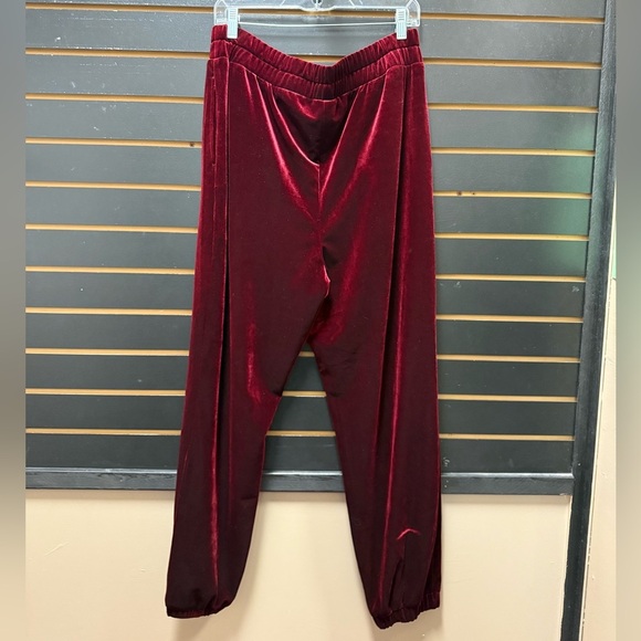INC Velvet Jogger Pants Burgundy Red XL Like New - Picture 3 of 3